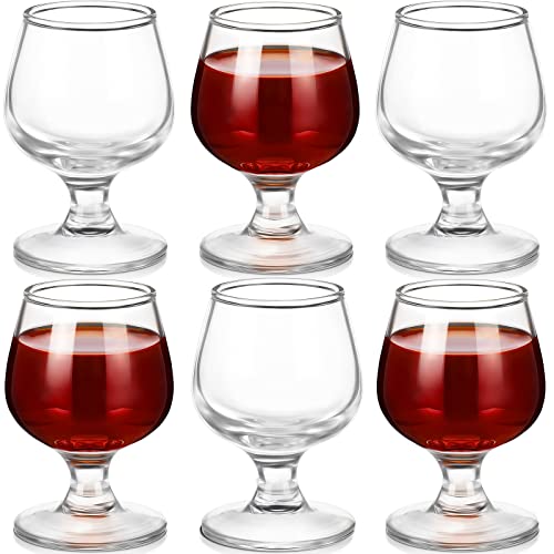 6 Pieces 2 Oz Mini Shot Glass Set Brandy Shot Glasses Tequila Shot Glass Clear Shot Glass Whiskey Glass Cup Tasting Glasses Mini Glass Snifters Cordial Glasses Sherry Glasses for Whiskey Brandy