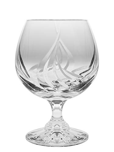 Crystal  Sherry  Brandy  Cognac  Snifter  Glasses  Set of 6  Handcrafted  Crystal Glass  Great for Spirits  Drinks  Bourbon  Wine  11 ounce  Made in Europe  by Barski
