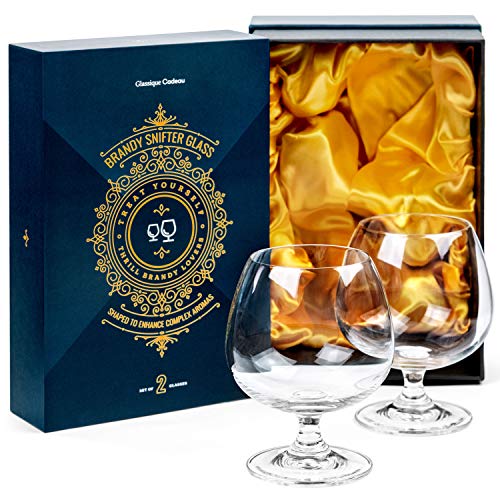 Large 21 oz Crystal Brandy and Cognac Snifter Glasses  Set of 2 Short Stem Giant Sniffer Bowls  Drinking and Tasting Glassware for Bourbon Scotch Tequila Armagnac Rum Beer Liquor
