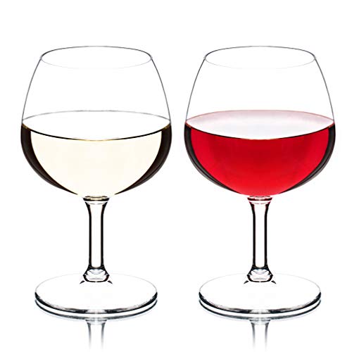 MICHLEY Unbreakable Stemmed Wine Glasses 100 Tritan Plastic Brandy Snifter Glasses BPAfree  Dishwasher Safe Shatterproof Plastic Wine Glasses 88 oz Set of 2