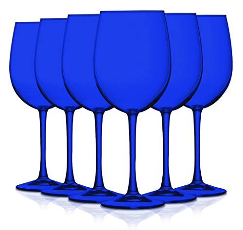 Cobalt Blue Full Accent 19 oz Wine Glasses  Set of 6 by TableTop King  Additional Vibrant Colors Available
