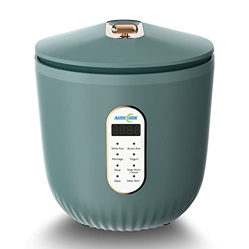 Audecook Digital Mini Rice Cooker 4 Cups Uncooked (2L18QT) Portable Rice Cooker with 12H Delay Timer  Keep Warm Function Multifunction Cooker for ApartmentSmall KitchenCollege DormRV Travel Green