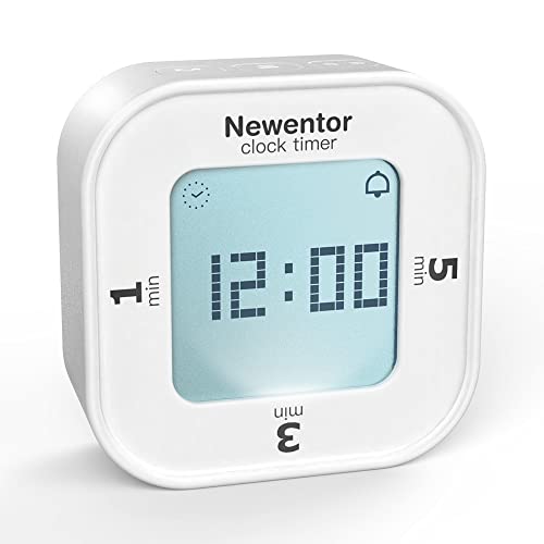 Kitchen Timer Newentor Digital Productivity Timer with Alarm Clock Kids Timers Count Up and Countdown with 1 3 5 Min Preset Desk Timers for Cooking Classroom Study and Work