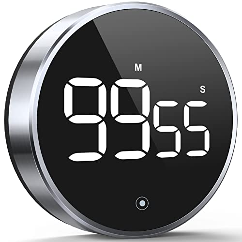 Secura Home Kitchen Timer Large LED Digital Timer Classroom Magnetic Timer Adjustable Volume Brightness Easy for CookingStudyOfficeExercise (Smooth Knob)