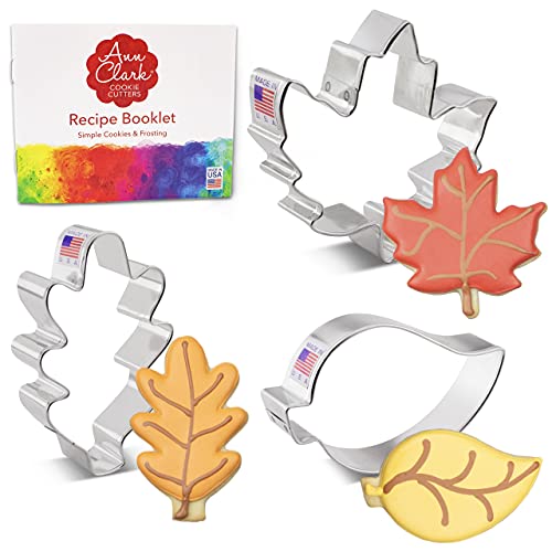Fall Leaves 3Piece Leaf Cookie Cutter Set Maple Oak Aspen Leaf Made in USA by Ann Clark Cookie Cutters