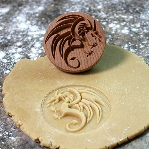GGD Cookie Embossing Stamp Mold Cookie Stamps for Baking Wooden Cookie Mold Cookie Stamps 3D Alphabet Cake Stamp Baking Tool (Dragon)