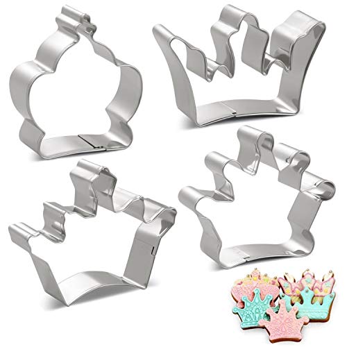 Cookie Cutters Set Crown Shape Stainless Steel 4 Pieces King Crown Queen Crown Prince Crown and Princess Crown by Amison