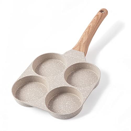 Carote Egg Pan Omelette Pan 4Cup Nonstick Egg Frying Pan Healthy Granite Egg Cooker Pan Egg Skillet for Breakfast Pancake Plett Crepe Pan Suitable For Gas Stove  Induction Cookware
