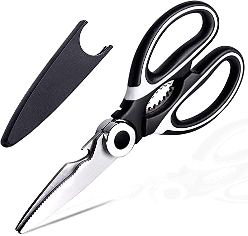 Sharp Kitchen Shears kitchen Scissors with Cover Heavy Duty Stainless Steel Multipurpose Scissors Kitchen Shears for Chicken Poultry Fish Meat Herbs Vegetables BBQ Bones Flowers Nuts