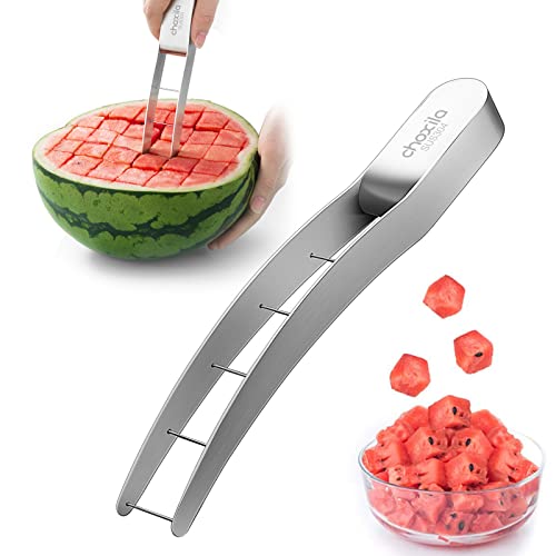 Choxila Watermelon Cutter SlicerStainless Steel Watermelon Cube Cutter Quickly Safe Watermelon KnifeFun Fruit Salad Melon Cutter for Kitchen Gadget