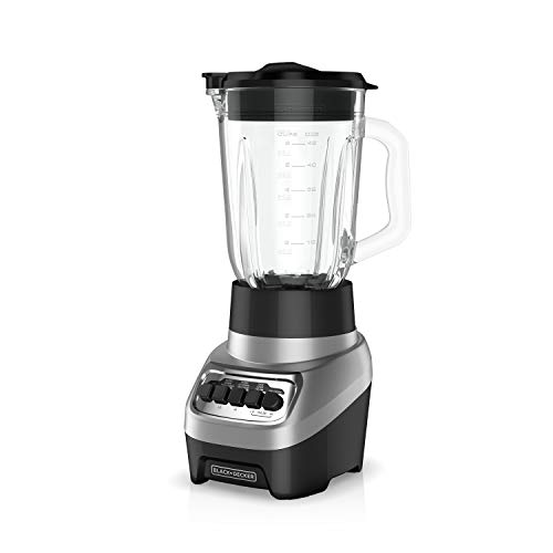 BLACKDECKER PowerCrush MultiFunction Blender with 6Cup Glass Jar 4 Speed Settings Silver