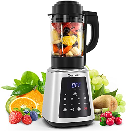 COSTWAY Professional Countertop Blender 8in1 Household Hot  Cold Shake Mixer with 59 oz Jar 1200 Watt Base 10Gear Speed  Builtin Timer Easy SelfCleaning for Smoothies Soup Grind Juice