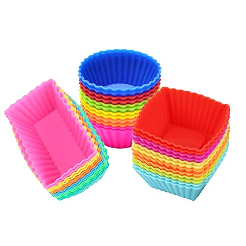 Silicone Cupcake Muffin Baking Cups Liners 36 Pack Reusable NonStick Cake Molds Sets