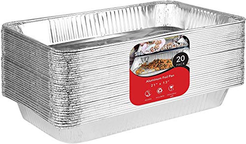 21x13 Aluminum Pans (20 Pack) Durable Full Size Deep Aluminum Foil Roasting  Steam Table Pans  Deep Pan for Catering Large Groups  Disposable Pans Great for Cooking Heating Storing Prepping Food