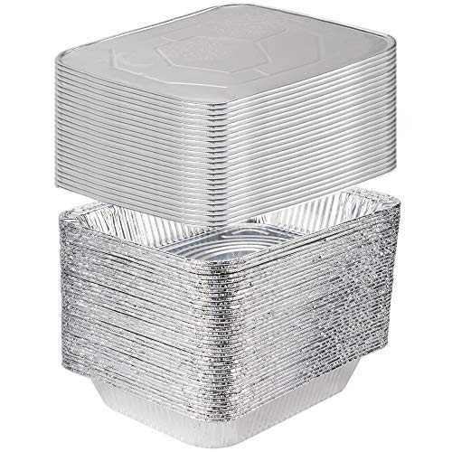 9 x 13 Aluminum Foil Pans Half Size Deep Steam Table Pans (9x13 Foil Pans With Lids 25 Count)