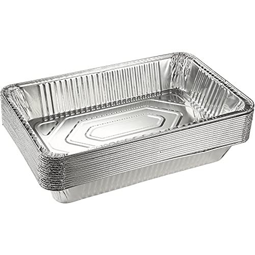 Aluminum Foil Pans 21x13 (15 Pack) Full Size Disposable Trays for Steam Table Food Grills Baking BBQ