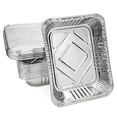 Aluminum Foil Pans with Lids 9x13 (20 Pack) Half Size Disposable Trays for Steam Table Food Grills Baking BBQ
