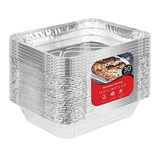 Aluminum Pans 9x13 Disposable Foil Pans (30 Pack)  Half Size Steam Table Deep Pans  Tin Foil Pans Great for Cooking Heating Storing Prepping Food