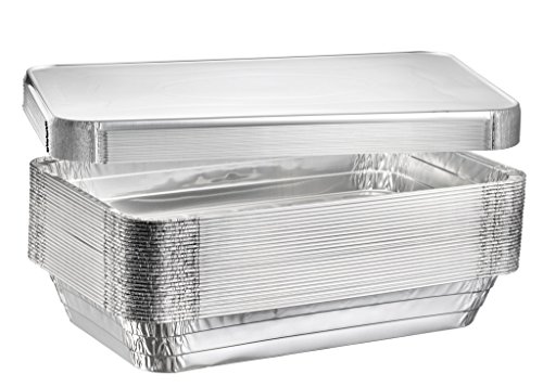 Full Size Deep Steam Aluminum Table Pans  Disposable to go Foil Pans for Chafing Baking Storing and Catering Containers (21 x 13 x 3) (10 With Lids)