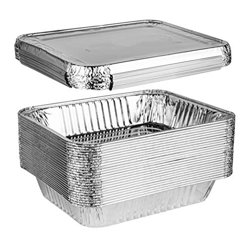 Plasticpro Disposable 9 x 13 Aluminum Foil Pans With Lids Half Size Deep Steam Table Bakeware  Cookware Perfect for Baking Cakes Bread Meatloaf Lasagna Pack of 25 Pans  25 Lids