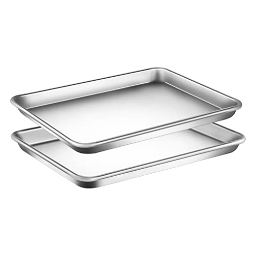 Non Stick Baking Sheets Cookie Pan Aluminum Bakeware Professional Quality Kitchen Cooking NonStick Bake Trays with Silver Coating Inside and Outside 1 Pair of Pans