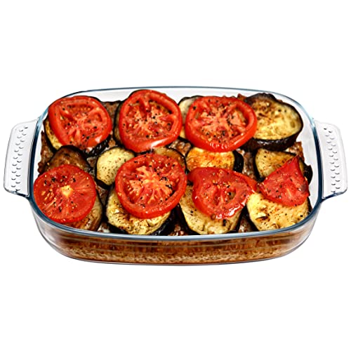 Clear Glass Baking Dish for Oven Oblong Casserole Dish Rectangular Baking Pan Glass Bakeware1 Piece (18 Quart)