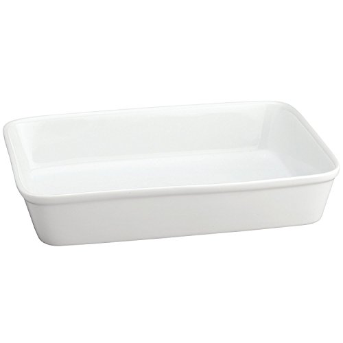 HIC Oblong Rectangular Baking Dish Roasting Lasagna Pan Fine White Porcelain 13Inches x 9Inches x 25Inches 13 x 9