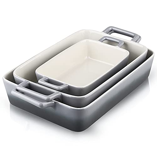 KOOV Bakeware Set Ceramic Baking Dish Rectangular Baking Pans for Cooking Cake Dinner Kitchen Banquet and Daily Use 12 x 85 Inches 3Piece (Gradient Gray)