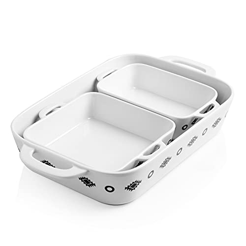 Sweejar Ceramic Bakeware Set Rectangular Baking Dish for Cooking Kitchen Cake Dinner Banquet and Daily Use 128 x 89 Inches porcelain Baking Pans (Painting)