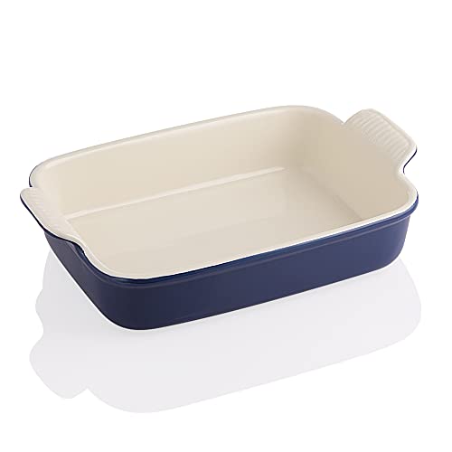 Sweejar Porcelain Baking Dish Rectangular Bakeware Lasagna Pan Casserole Dish for Cooking Cake Dinner Kitchen Banquet and Daily Use 13 x 96 inch (Navy)