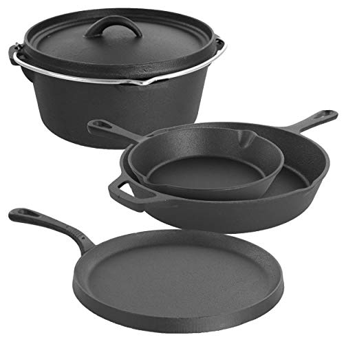 MegaChef Assorted PreSeasoned Cast Iron Cookware Set 5 Piece Black