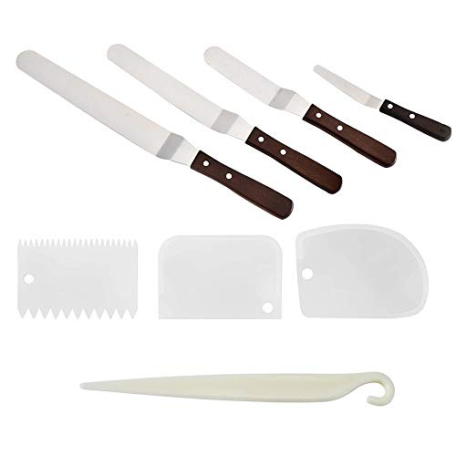 8 Pack Cake Icing Spatula Cake Decorating Angled Spatula Stainless Steel Offset Spatula Cake Pastry Spatula Baking Knife Cake Icing Smoother Scraper Cake Stripping Tool