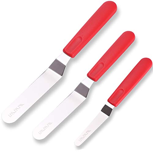 Cake Offset Spatula set of 4 6 8 inch Angled Icing Spatula Cake Decorating Frosting Knife Red