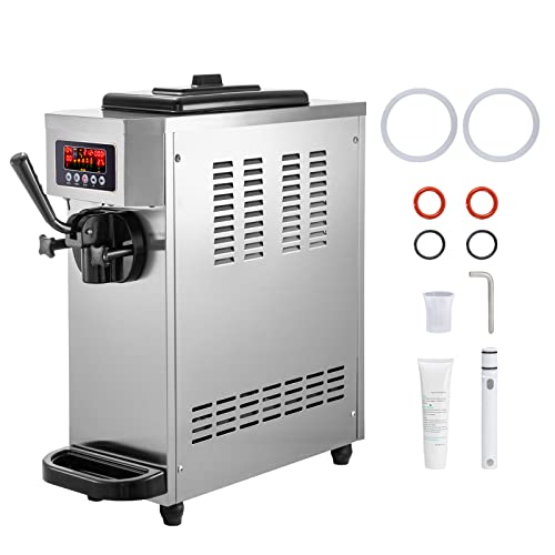 VEVOR Commercial Ice Cream Machine 4753GalH Soft Serve Machine Single Flavor Ice Cream Maker 1500W Countertop Soft Serve Ice Cream Machine with 16Gal Tank LCD Panel 6 Magic Heads