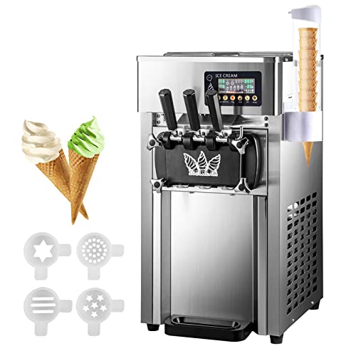 VEVOR Commercial Ice Cream Maker Machine 21 Flavor Countertop Soft Serve Machine 5 GalH Commercial Ice Cream Maker wTwo 3L Hoppers Soft Ice Cream Machine for Restaurants Snack Bars Supermarkets