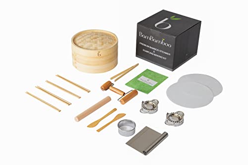 Bam Bamboo BamBamBoo 10 inch Bamboo Steamer Set Soup Dumpling Kit DIY Maker Make Your Own Dumplings and Dim Sum Unique Gifts Perfect Gifts for Foodies Cooking Men  Women