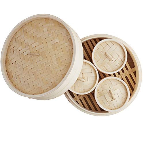 IMUSA USA Bamboo GlobalKitchen by IMUSA 4 Piece Dim Sum Set Includes (1) 97 (3) 4 Steamers