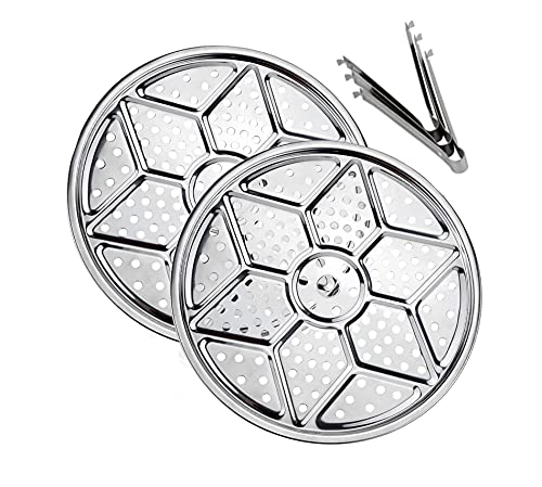 11Inch Round Stainless Steel Steamer Rack Pressure Cooker Canner Rack Insert Stock Pot Steaming Tray Stand Cooking Toast Bread Salad Easy to clean(2 Pack)