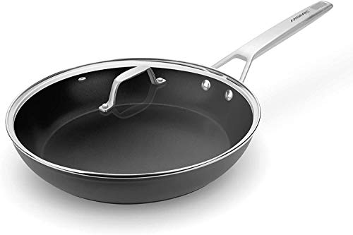 MSMK 12inch Large Nonstick Frying Pan with Lid StayCool Handle Titanium and Diamond Non Stick Coating From USA 4mm Stainless Steel Base Induction Compatible Oven Safe Dishwasher Safe Fry Pan