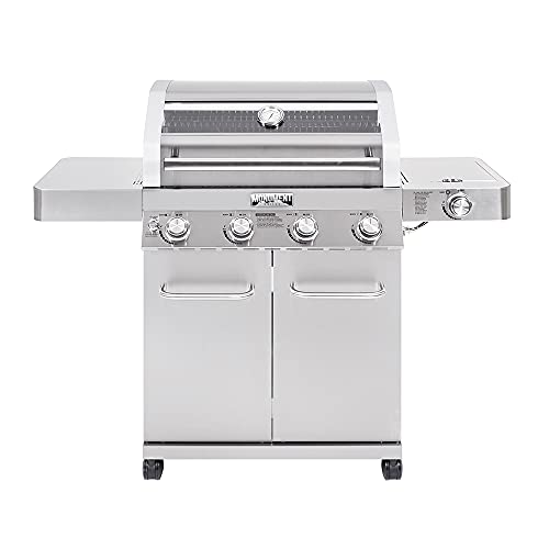 Monument Grills Larger Convertible 4Burner Natural Gas Grill Stainless Steel Cabinet Style Propane Grills LED ControlsSide Burner(Without Conversion Kit)