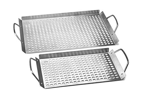 Outset 76630 Stainless Steel Grill Topper Grid Set of 2 11x7 and 11x17