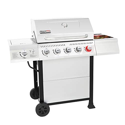 Royal Gourmet GA5401T 5Burner BBQ Liquid Propane Gas Grill with Sear Burner and Side Burner Stainless Steel 64000 BTU Patio Garden Picnic Backyard Barbecue Grill Silver