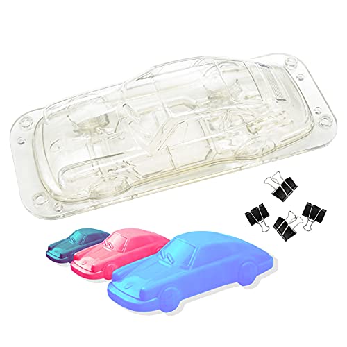 Big Size 3D Chocolate Mold Crystal Mould with 3 Clips Candy Cake Decoration Desserts Fondant Model DIY Home Baking Pastry Tool (Sports Car)