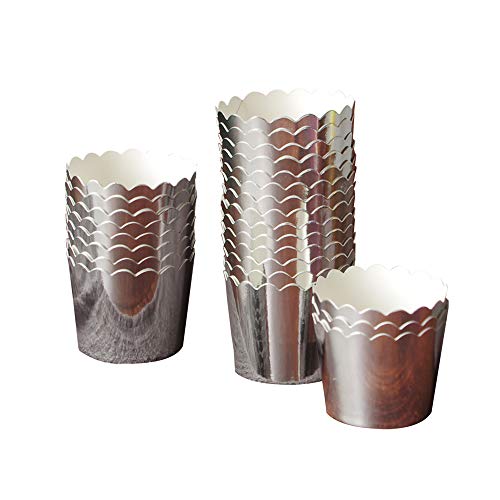 50 Pcs Paper Cupcake Liners Baking Cups HolidayPartiesWeddingAnniversary(Silver)