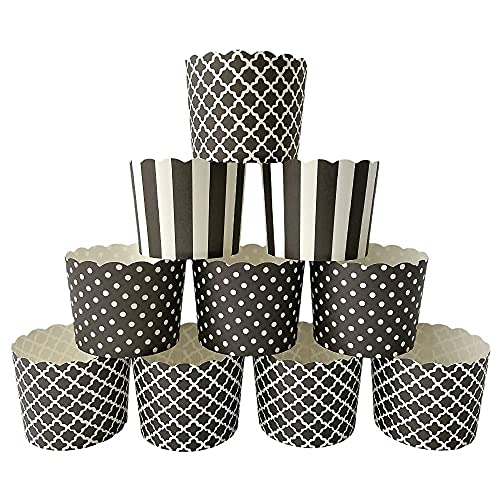 Paper Baking Cups 90Pack 6 Oz Greaseproof Baking Cups Cupcake Muffin Cups Disposable Cupcake Wrappers For Birthday Baby Shower And Party DecorationsBlack Vertical Polka Dot And Quadrafoil