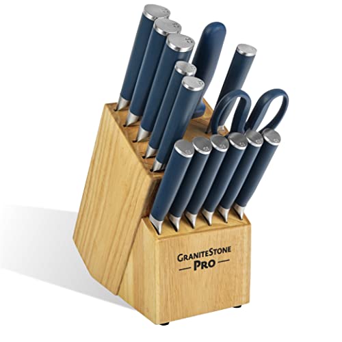 GraniteStone Pro Nutriblade 14Piece Knife Set for Kitchen with Knife Block Premium Kitchen Knives Set for Kitchen Chef Knife Set with Block Complete Knifes Set Ultra Sharp StainlessSteel Blade