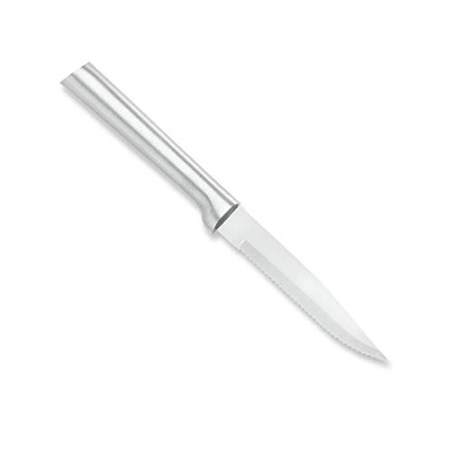 Rada Cutlery Serrated Steak Knife Stainless Steel Blade With Aluminum Made in USA 734 Inches Silver Handle