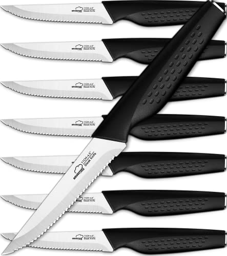 Steak Knives Set of 8 Stainless Steel Steak Knife Set Serrated Steak Knives Dishwasher Safe Silver
