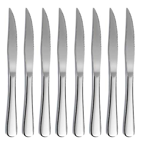Steak Knife Set Kyrtaon Serrated Knife Stainless Steel Sharp Knives Set Dinner Knifes Set of 8 Dishwasher Safe Sturdy And Easy To Clean
