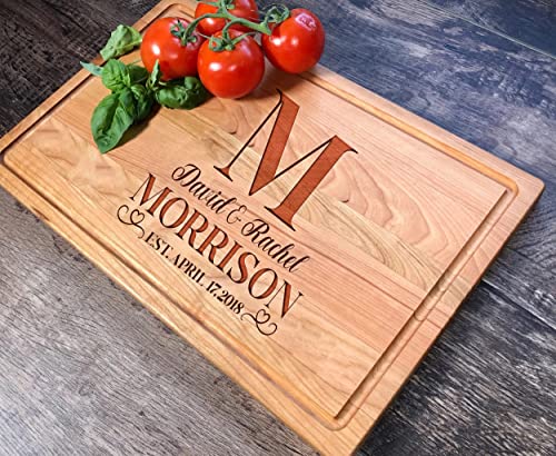 Personalized Mr and Mrs Cutting Board Wedding Gift For Couple Engraved Custom Cutting Board